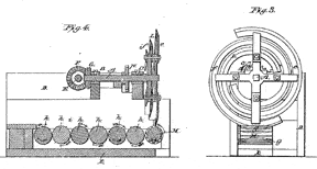 Patent drawing for Ricketson's blubber cutting machine